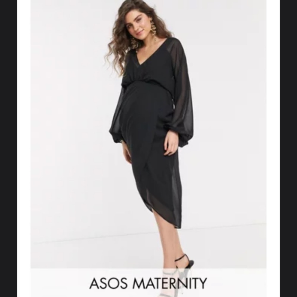 ASOS Maternity Black Midi Dress